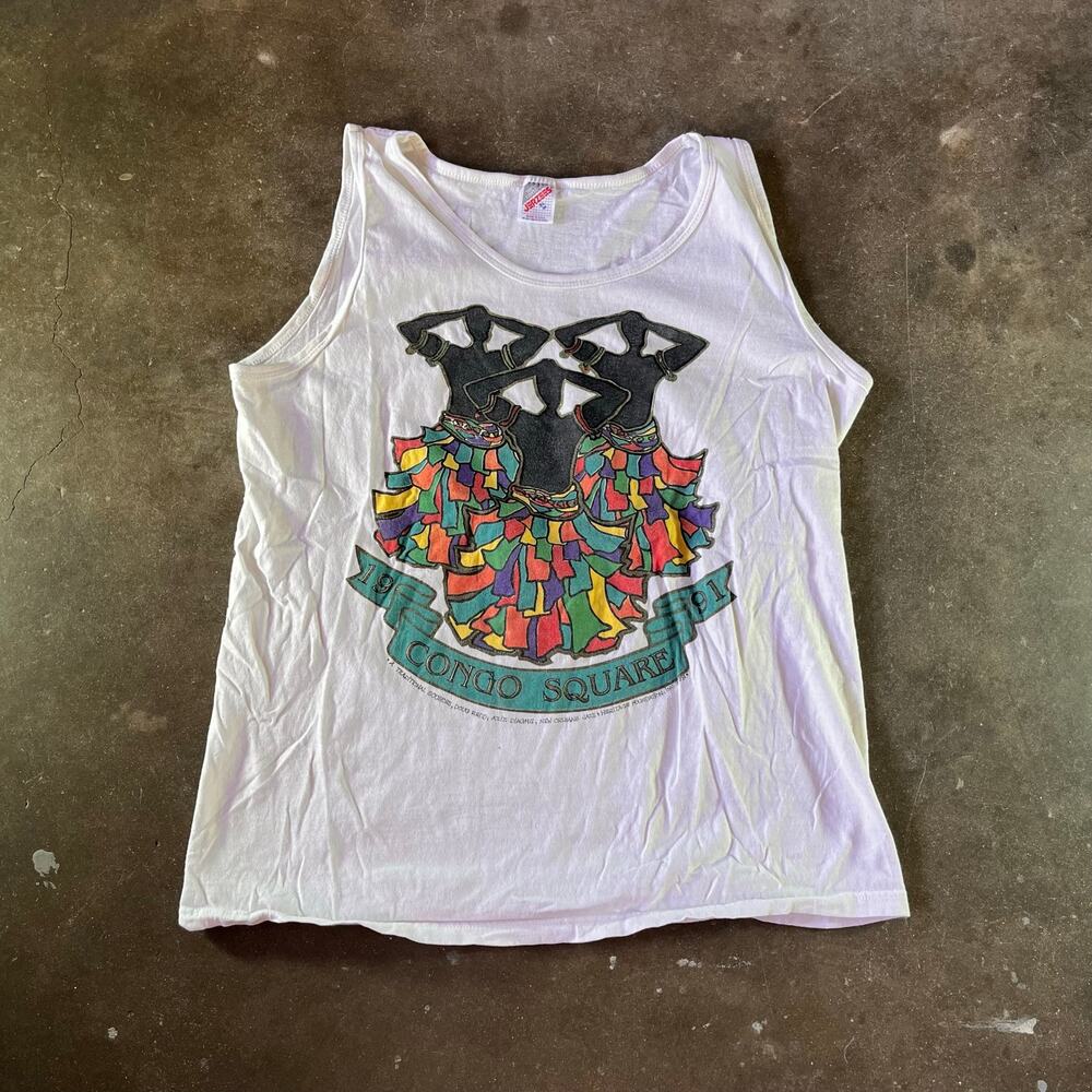 1991 congo square vintage JERZEES festival Graphic Tank-top T-shirt mens XL